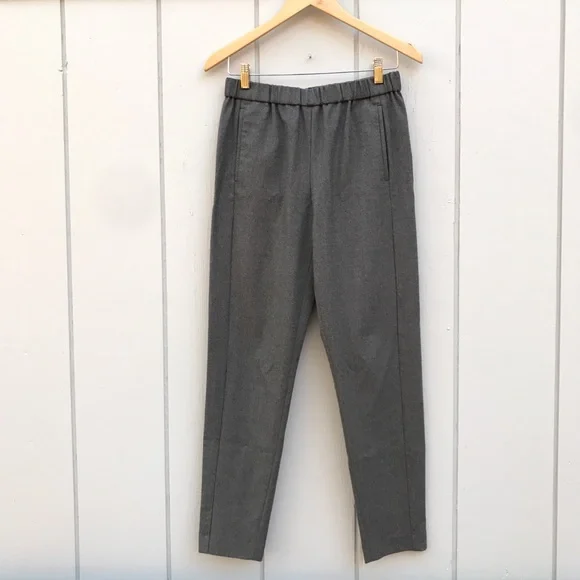 Theory Thorene Soft Wool Flannel Jogger Pants Straight Leg